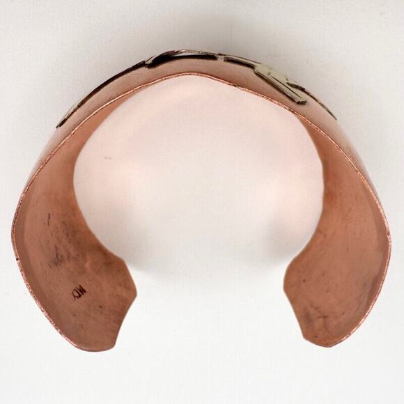 Copper and Brass Cuff Bracelet Abstract Animal Mid Century Hand Made in Mexico - Picture 11 of 12